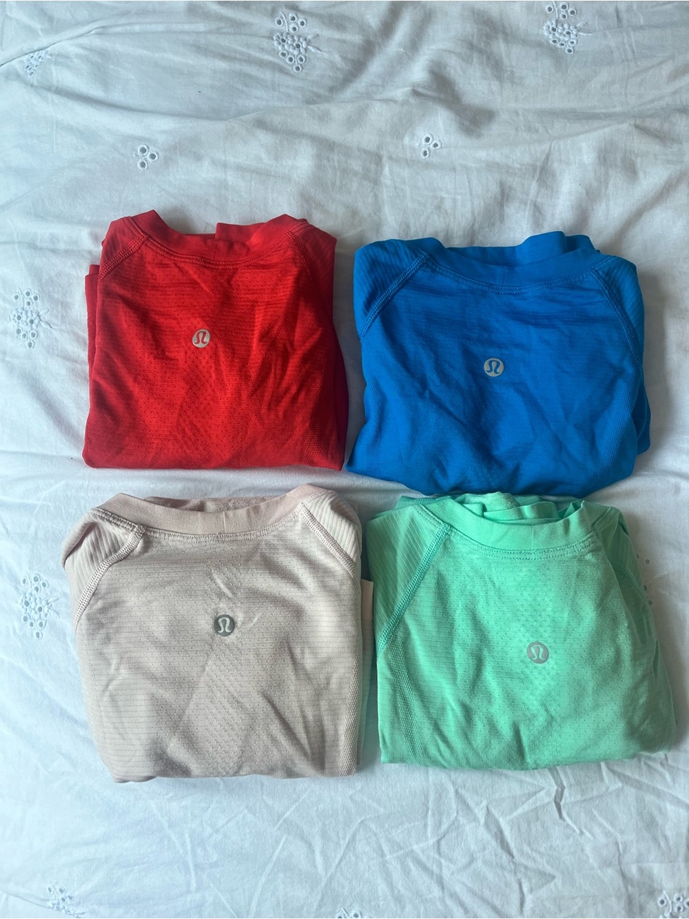 Lululemon Short Sleeve Tops Bundle - Red, Blue, Light Pink, Mint ALL SIZE 4